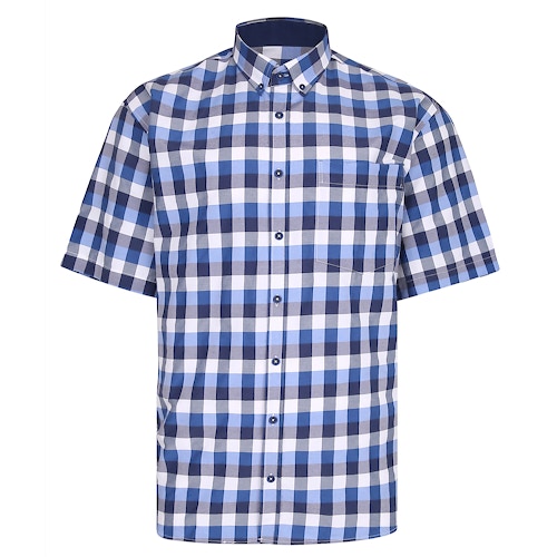 KAM Premium Check Shirt Blue